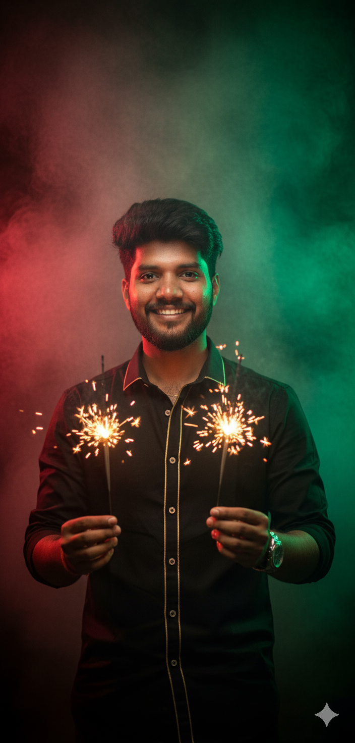 Stylish Man with Sparklers
