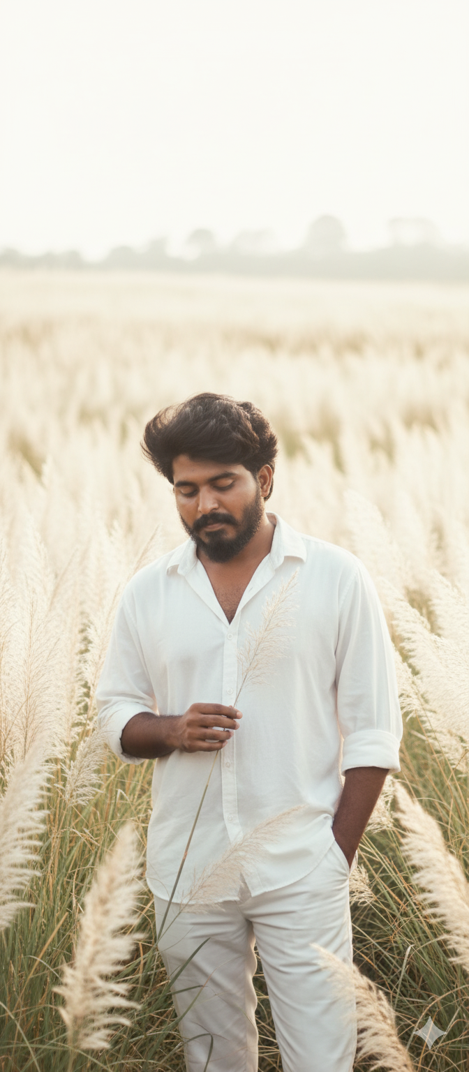 A Man standing middle of the nature